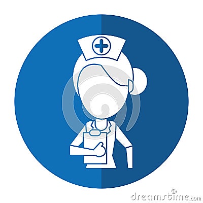 Nurse work hospital clipboard shadow Vector Illustration