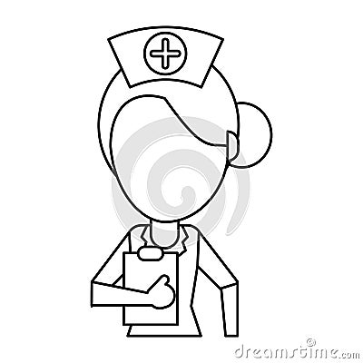 Nurse work hospital clipboard thin line Vector Illustration