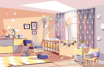 Nursery baby room interior vector illustration Vector Illustration