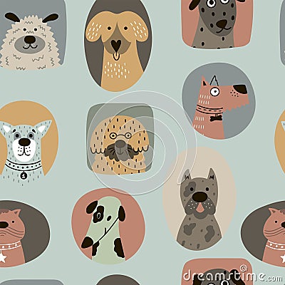 Nursery seamless pattern with cute dogs Stock Photo