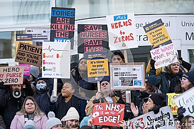 Nurses on strike at University College Hospital - London, UK. Editorial Stock Photo