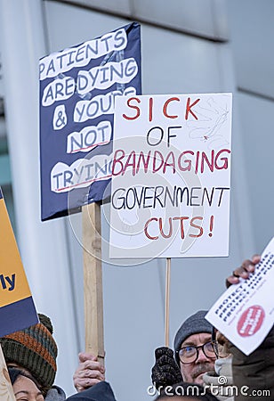 Nurses on strike at University College Hospital - London, UK. Editorial Stock Photo