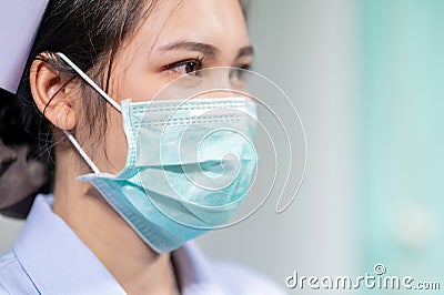 Nurses wear masks to protect against coronavirus covid19 Stock Photo