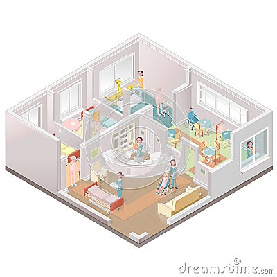 Nursing home assisted-living facility Vector Illustration