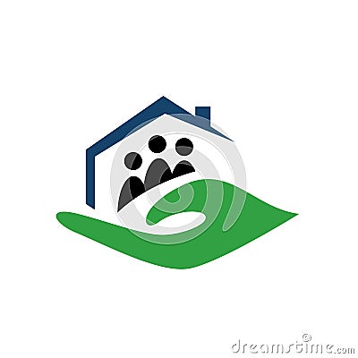 nursing home care logo design vector for elderly caring symbol graphic concept Vector Illustration