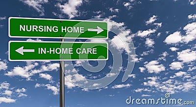 Nursing home in-home care traffic sign Stock Photo