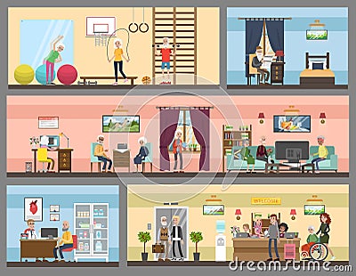 Nursing home interior. Vector Illustration