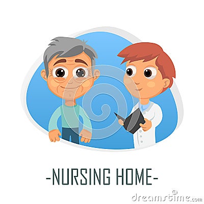 Nursing home medical concept. Vector illustration. Cartoon Illustration