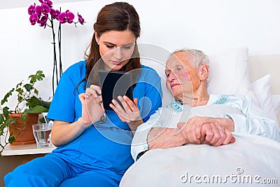 Nursing home technology Stock Photo