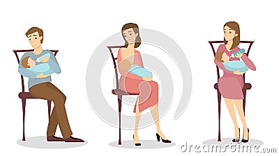 Nursing parents set. Vector Illustration