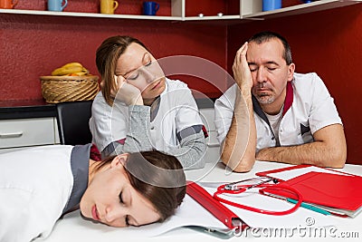 Nursing staff suffering from burnout Stock Photo