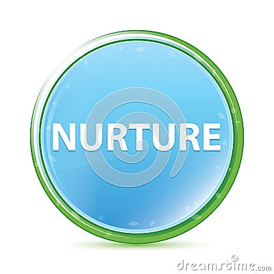 Nurture natural aqua cyan blue round button Stock Photo