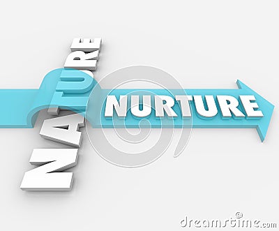 Nurture Vs Nature Arrow Over Word Psychology Stock Photo