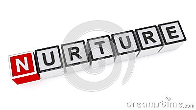 Nurture word block on white Stock Photo