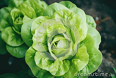 Nurtured greenery: lettuce leaf growth Stock Photo