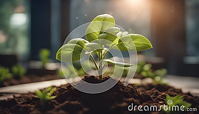 Nurtured Nature: Plant Life Thriving in the Greenhouse Haven. Stock Photo