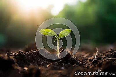 Nurturing Growth: Young Individual Tending to a Newly Growing Sapling Seed Stock Photo