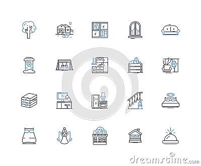Nurturing space line icons collection. Sanctuary, Empathy, Support, Comfort, Compassion, Serenity, Connection vector and Vector Illustration