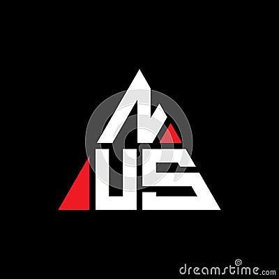 NUS triangle letter logo design with triangle shape. NUS triangle logo design monogram. NUS triangle vector logo template with red Vector Illustration