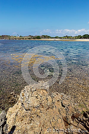 Nusa Dua beach during low tide, Bali island Stock Photo