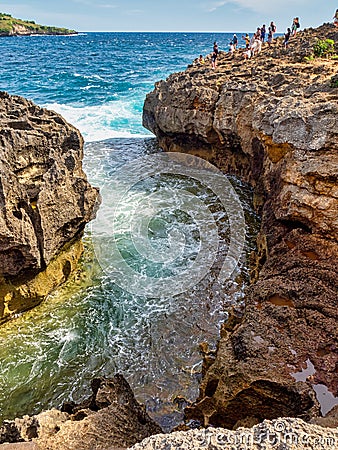 Angel's Billabong and Broken Beach are probably the most popular destination on Nusa Penida Island, Bali Indonesia Editorial Stock Photo