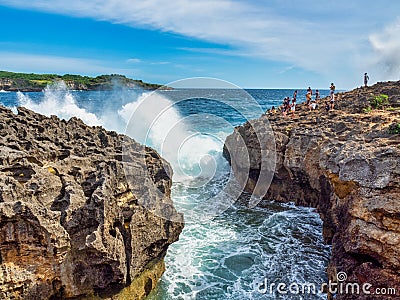 Angel's Billabong and Broken Beach are probably the most popular destination on Nusa Penida Island, Bali Indonesia Editorial Stock Photo