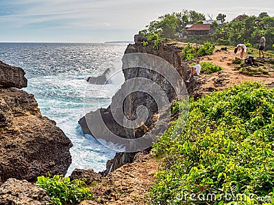 Angel's Billabong and Broken Beach are probably the most popular destination on Nusa Penida Island, Bali Indonesia Editorial Stock Photo