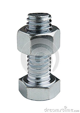 Nut attached to Bolt Stock Photo