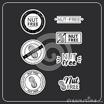 Nut free stickers Vector Illustration