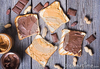 Nut nougat cream with chocolate Stock Photo