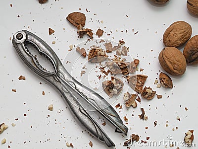 Home cleaning of nuts. Stock Photo