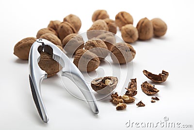 Nutcracker and Walnuts Stock Photo