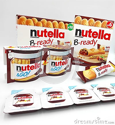 NUTELLA B-ready snack with the Italian chocolate cream produced by Ferrero Editorial Stock Photo
