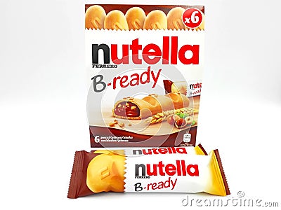 NUTELLA B-ready snack with the Italian chocolate cream produced by Ferrero Editorial Stock Photo