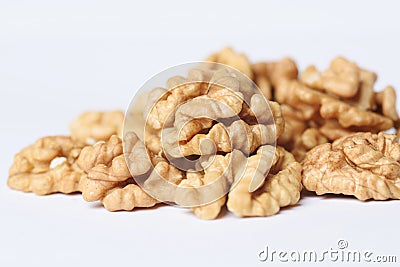 Nutmeats on White Stock Photo