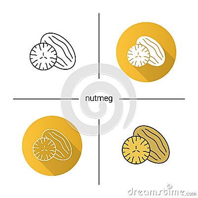 Nutmeg icon Cartoon Illustration