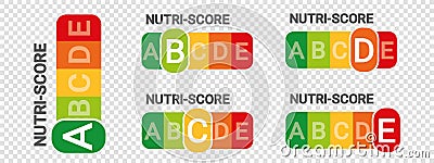 Nutri Score Sticker System - Vector Illustrations Isolated On Transparent Background Vector Illustration