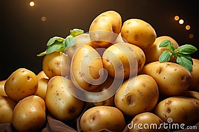 Nutrient rich spuds Raw potato background for promoting organic, healthy nutrition Stock Photo
