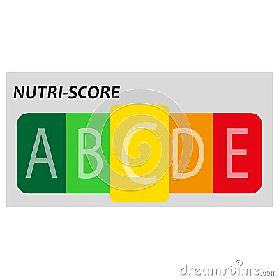 Nutrition C label facts health score. Food info nutriscore label facts packaging sign. Vector illustration. Vector Illustration