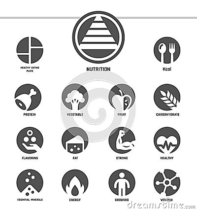 nutrition icon set inverse style Vector Illustration