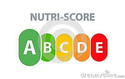 Nutrition label facts health score. Food info nutriscore label facts packaging sign Vector Illustration