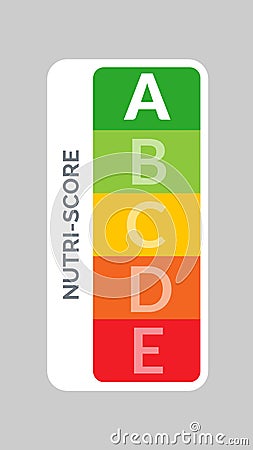 Nutrition label facts health score. Food info nutriscore label facts packaging sign Vector Illustration