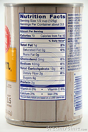 Nutrition Label Editorial Stock Photo