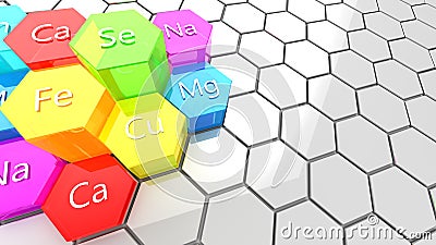 Nutrition minerals background Cartoon Illustration