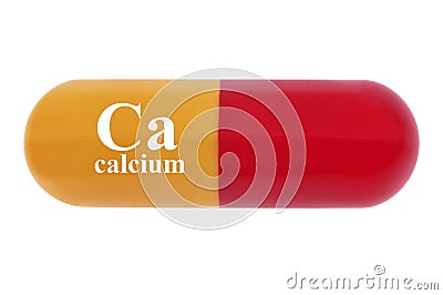 Concept of calcium capsule close up on white background Stock Photo