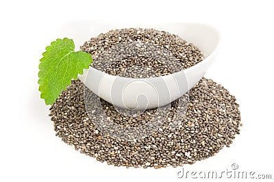 Nutritious chia seeds on a white background clipping path Stock Photo