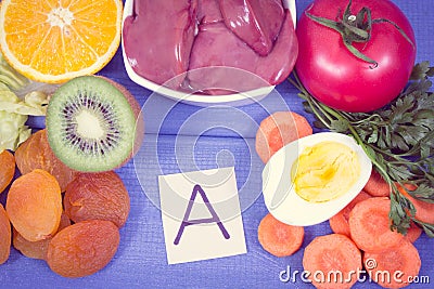 Nutritious eating containing vitamin A, healthy nutrition as source minerals and fiber Stock Photo