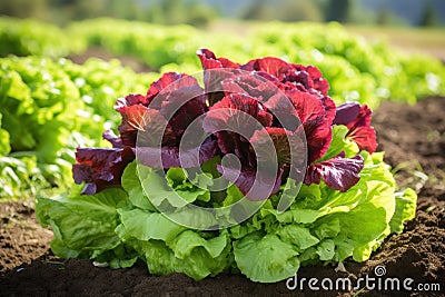 Nutritious Field organic lettuce. Generate AI Stock Photo