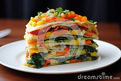 Nutritious Layered vegetable pie. Generate Ai Stock Photo