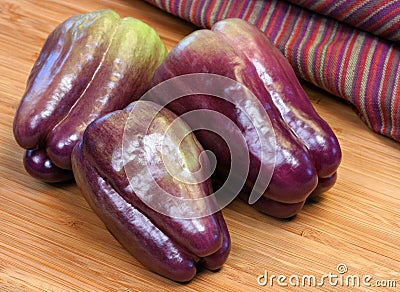 Nutritious Purple Bell Peppers Stock Photo